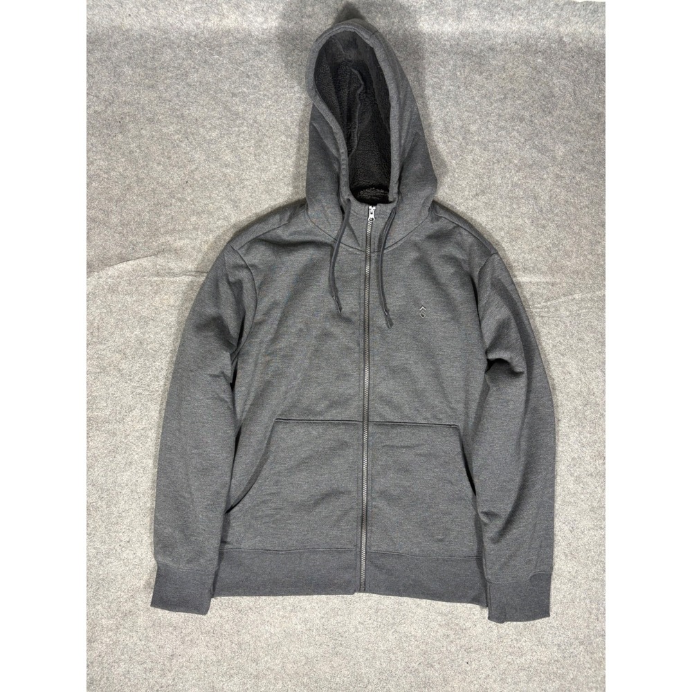 Free Country Mens XL‎ Gray Faux Fur Sherpa Lined Full Zip Hoodie Jacket FC-71
